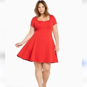 NWOT TORRID 2X SWEETHEART KNIT Red Skater Dress